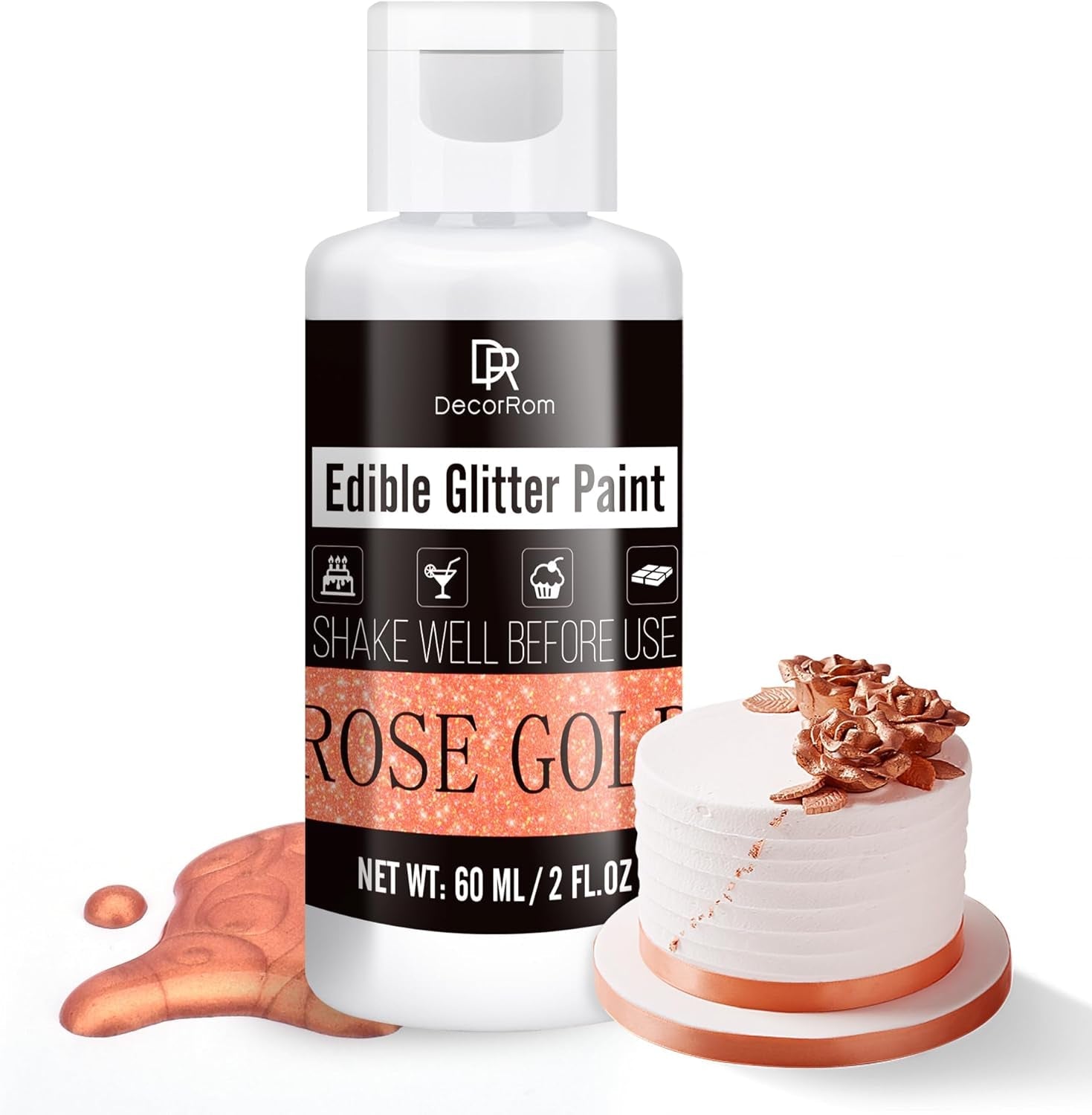 Jadalny płynny brokat - 6 kolorów Metaliczny brokat Barwnik spożywczy do dekorowania ciast, pieczenia, babeczek - Jadalny płynny brokatowy proszek metaliczny do majsterkowania Ciastka, kremówki, ciasta