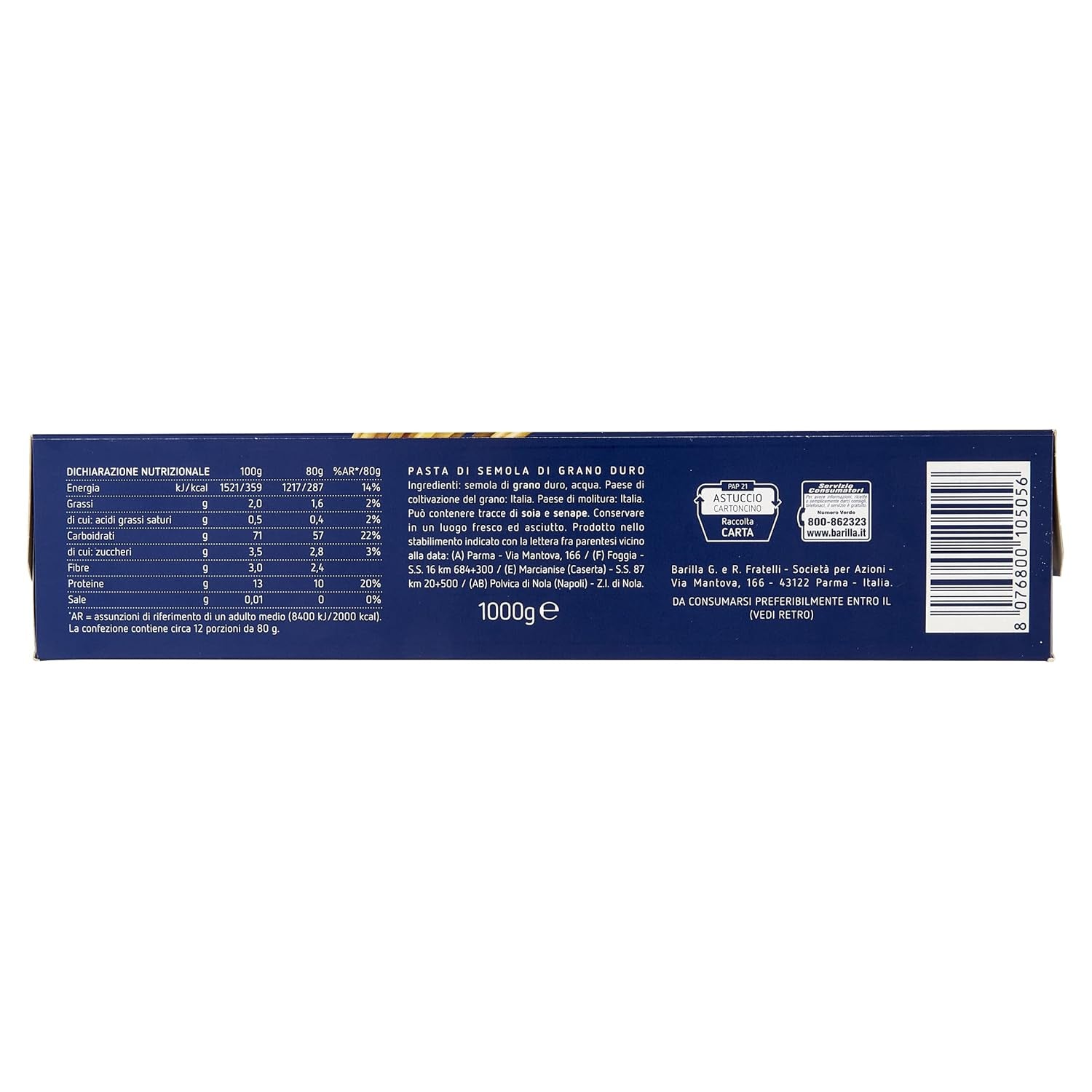 Barilla Classic Spaghetti nr 5 makaron z wysokiej jakości pszenicy durum, zawsze al dente (1 x 1 kg)