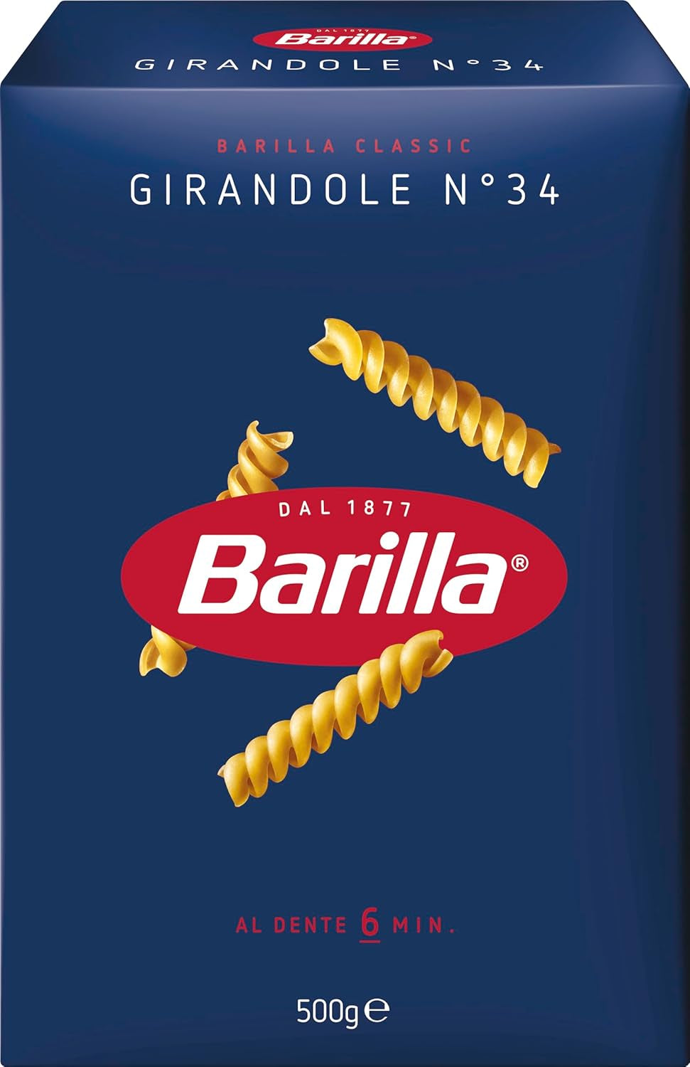 Pasta Barilla Classic Girandole nr. 34, z wysokiej jakości pszenicy durum, zawsze al dente (1 x 500g)
