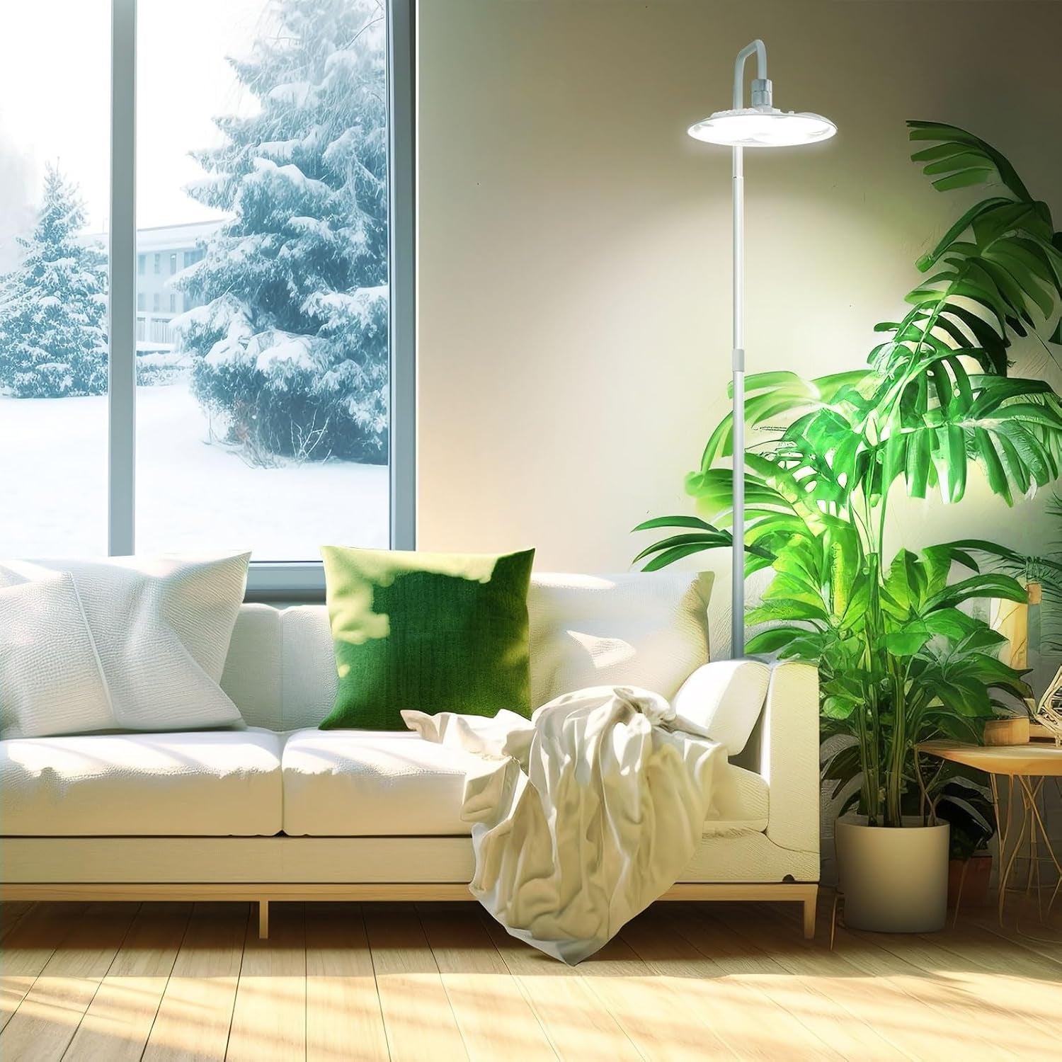 Lampa LED do roślin SANSI Full Spectrum 125 W Możliwość przyciemniania światła z pilotem do wzrostu roślin Regulowana wysokość 120-180 cm Timer 4/8/12 godzin 4 poziomy jasności