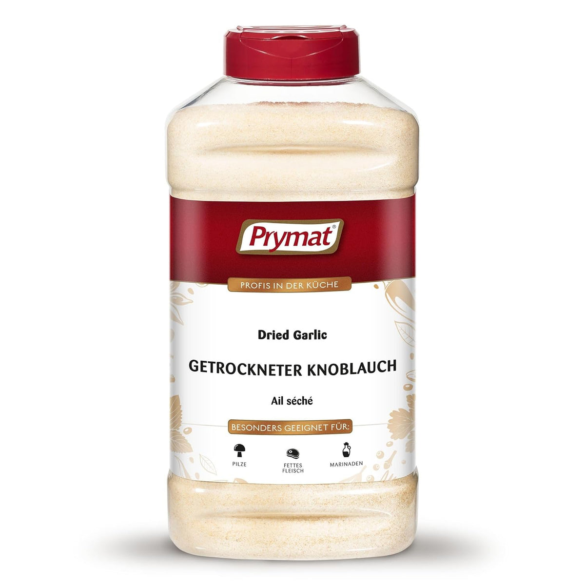 Prymat Getrockneter Knoblauch granuliert 1,05kg – Aromatisches Knoblauchgranulat zum Würzen von Fleisch, Fisch, Gemüse, Saucen, Dips & Marinaden – intensiv im Gesmack – ohne Zusätze