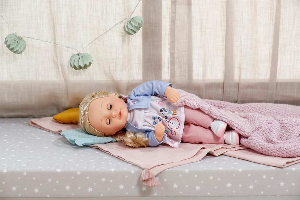 BABY born Sophia Rose - Păpușă moale de 36 cm - Păpușă cu păr blond de înaltă calitate și ochi adormiți - Potrivită pentru copii de la 1 an