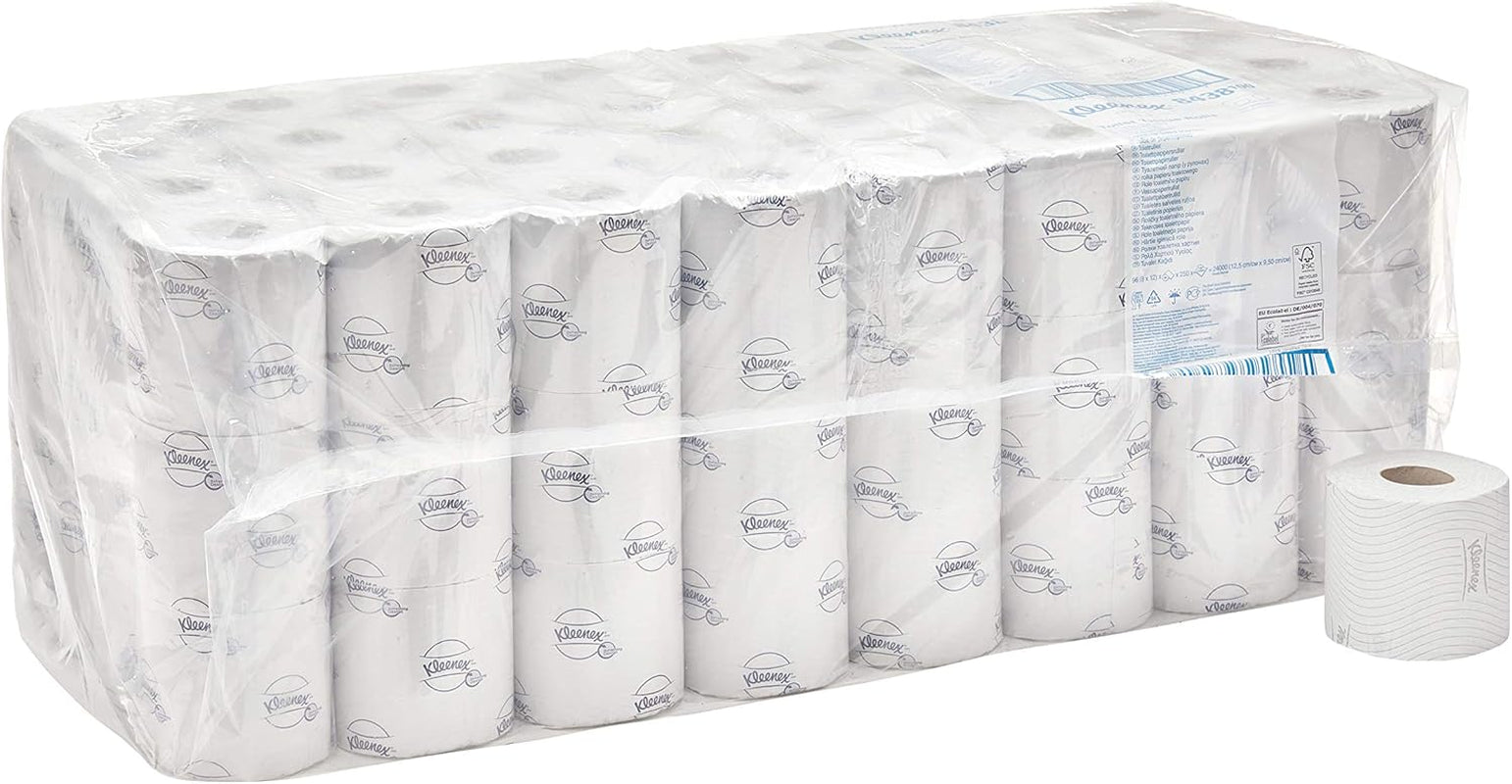 Kleenex Premium Role de hârtie igienică 8484, hârtie igienică cu 4 straturi, hârtie igienică cu foi căptușite din fibre pure 100%, hârtie certificată Fsc, 24 role X 160 (Insg. 3.840 foi)