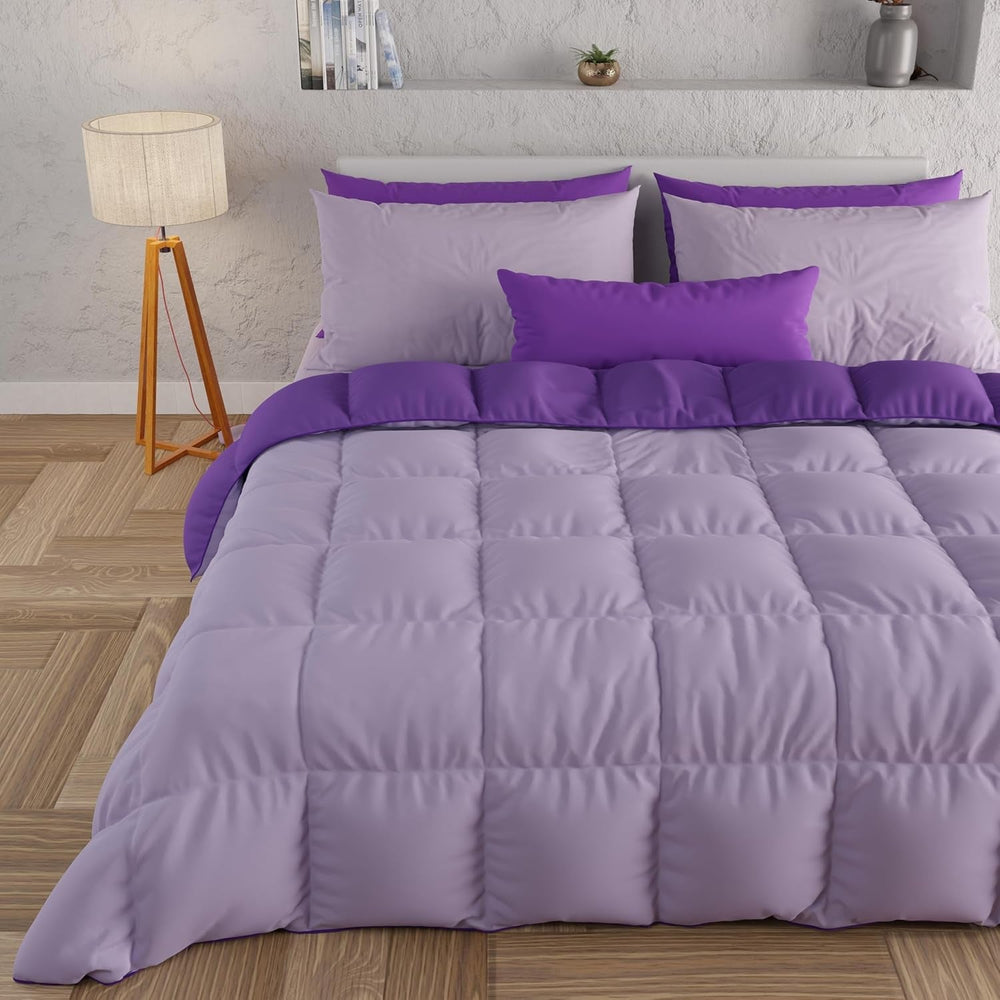 PETTI Artigiani Italiani - Kołdra zimowa na łóżko podwójne, maxi, monochromatyczna, dwustronna, biała, szara, 100% Made in Italy Kołdry i kołdry Naty Shop Plum Rozmiar łóżka 170-180X200: [Kołdra 260 X 270 Cm]