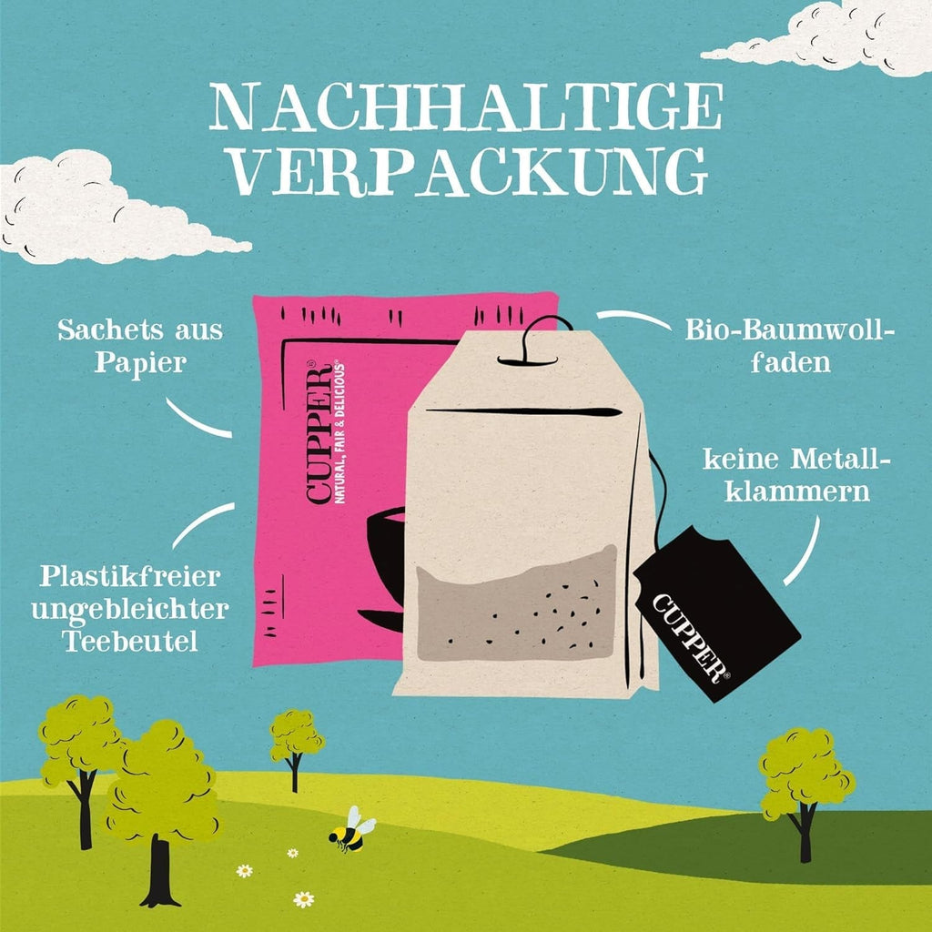 Cupper Ceai alb organic, zmeură, 20 pliculețe, 34 g (pachet cu 4)