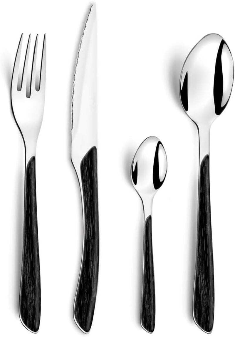 Amefa ECLAT set de tacâmuri NATURE, 24 de piese, 6 persoane Bucatarie Naty Shop Aspect de lemn Negru 24 de piese