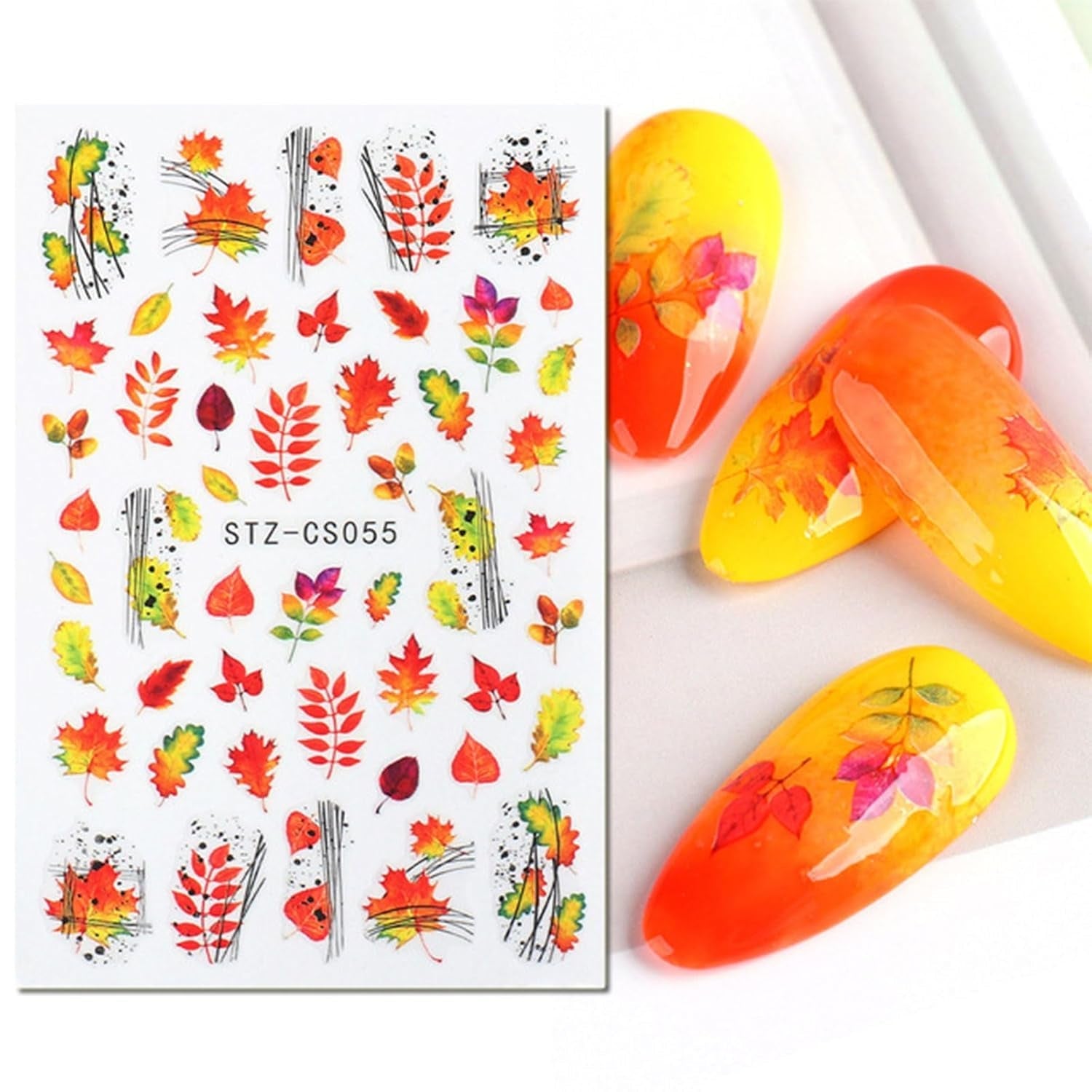 JMEOWIO Nagelsticker Herbst 9 Blatt Nail Art Sticker Selbstklebend Nagelaufkleber Kürbis Ahornblatt Erntedankfest Dekoration Nageldesign Zubehör