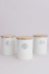 LIVING collection, bol de zahăr cu capac | cremă pastel | cutie de depozitare 1 L bucătărie pentru zahăr | recipient din oțel pentru zahăr cu capac | borcane de depozitare etanșe din bambus cu capac Cutii depozitare alimente Naty Shop