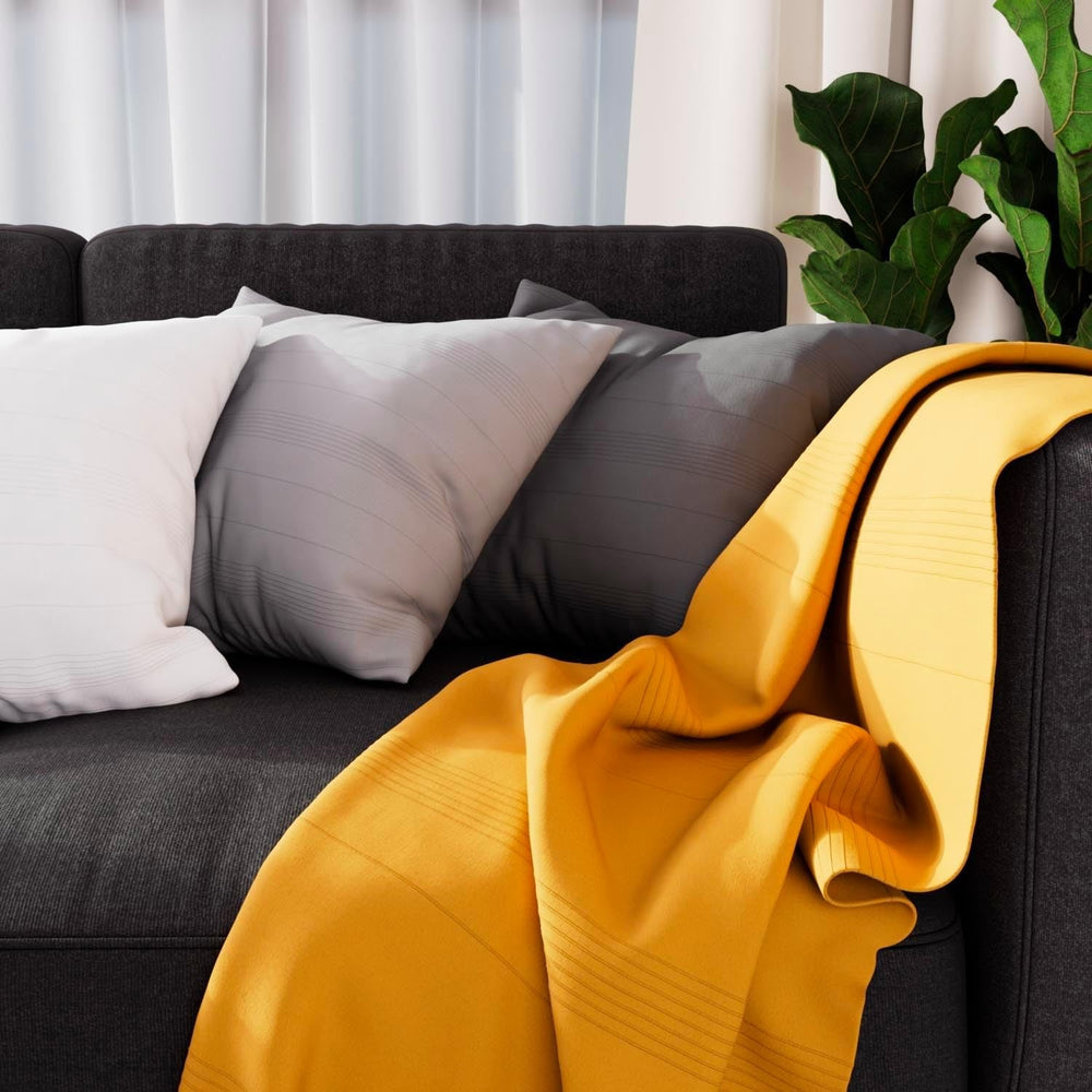 Soleil D'Ocre Adele Plaid, wyrzucony z fotela, Polycoton, szary, 140 x 200 cm Łóżka i koce Besuche den Soleil d'ocre-Store Żółty 140 x 200 cm
