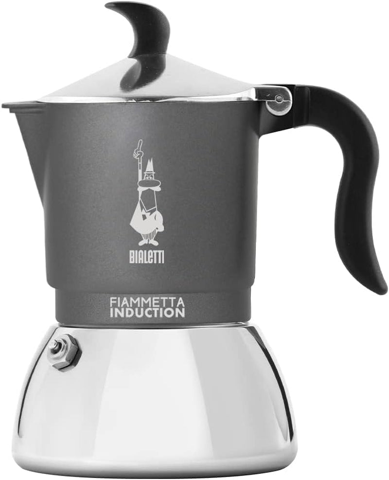 Aparat de cafea cu inducție Bialetti Fiammetta, 2 căni (100 ml), potrivit pentru toate tipurile de plite, design elegant, negru