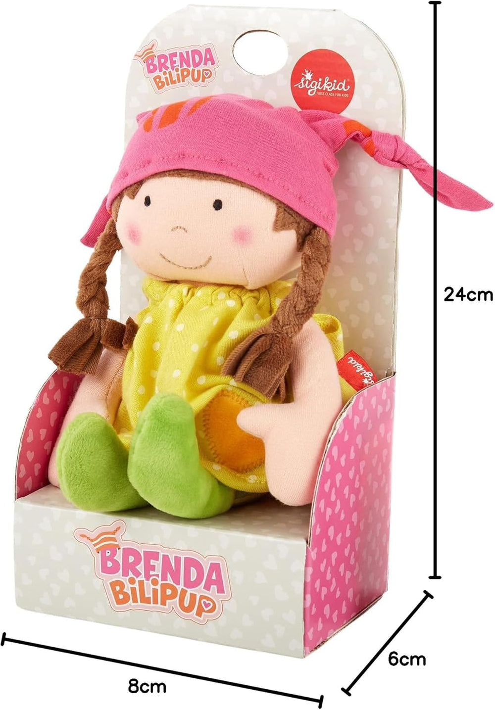 SIGIKID 39411 Păpușă mică moale pentru fete, jucărie pentru bebeluși, recomandată de la 6 luni, galbenă