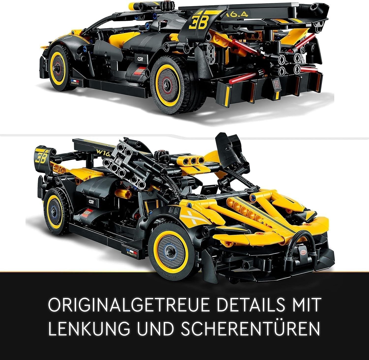 LEGO Technic Samochód wyścigowy Bugatti, zestaw modeli do składania samochodów, zabawkowy samochód sportowy, kultowy zestaw samochodów kolekcjonerskich, zabawki do budowania od 9 lat 42151 Zestawy konstrukcyjne Besuche w sklepie LEGO