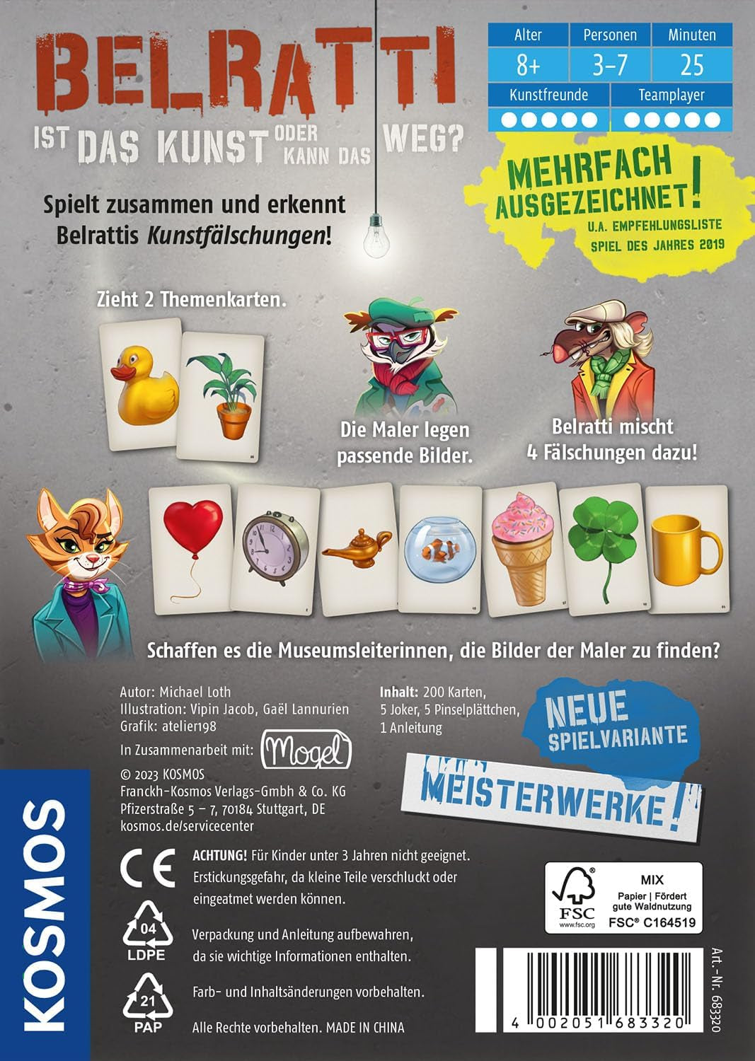 KOSMOS 683320 Belratti, Czy to jest sztuka, czy może to być droga? Gra karciana, kooperacyjna gra polegająca na dopasowywaniu obrazków, dla 3 do 7 graczy w wieku od 8 lat