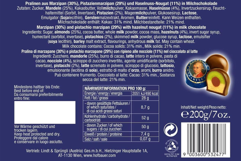 Hofbauer Vienna, Mozartkugeln 200 g, czekolada mleczna