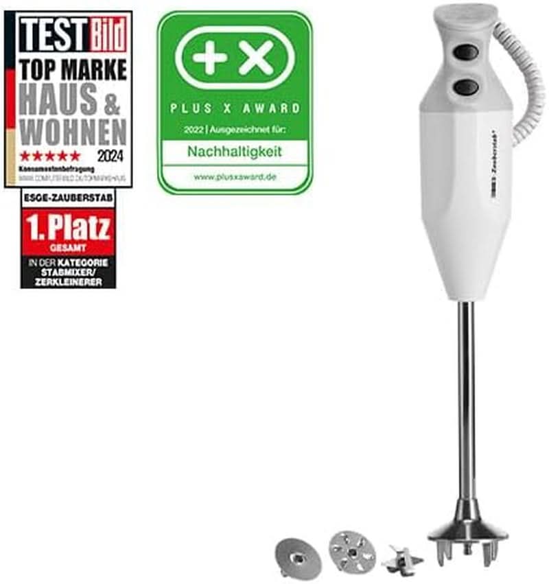 ESGE Zauberstab P 200 Profi, Stabmixer Weiß Inkl. Zubehör, Bis Zu 17,000 U/Min, 90860, Weiß/Grau Kitchen Naty Shop