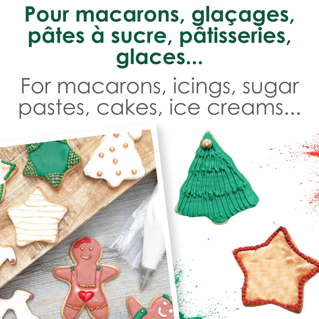 Scrapcooking - Set de 3 coloranți alimentari pudră de Crăciun - Roșu, Verde, Auriu - Colorant alimentar comestibil pentru copt, prăjituri, fursecuri, produse de patiserie, aluat, fondant - Decorațiuni de Crăciun - 4018