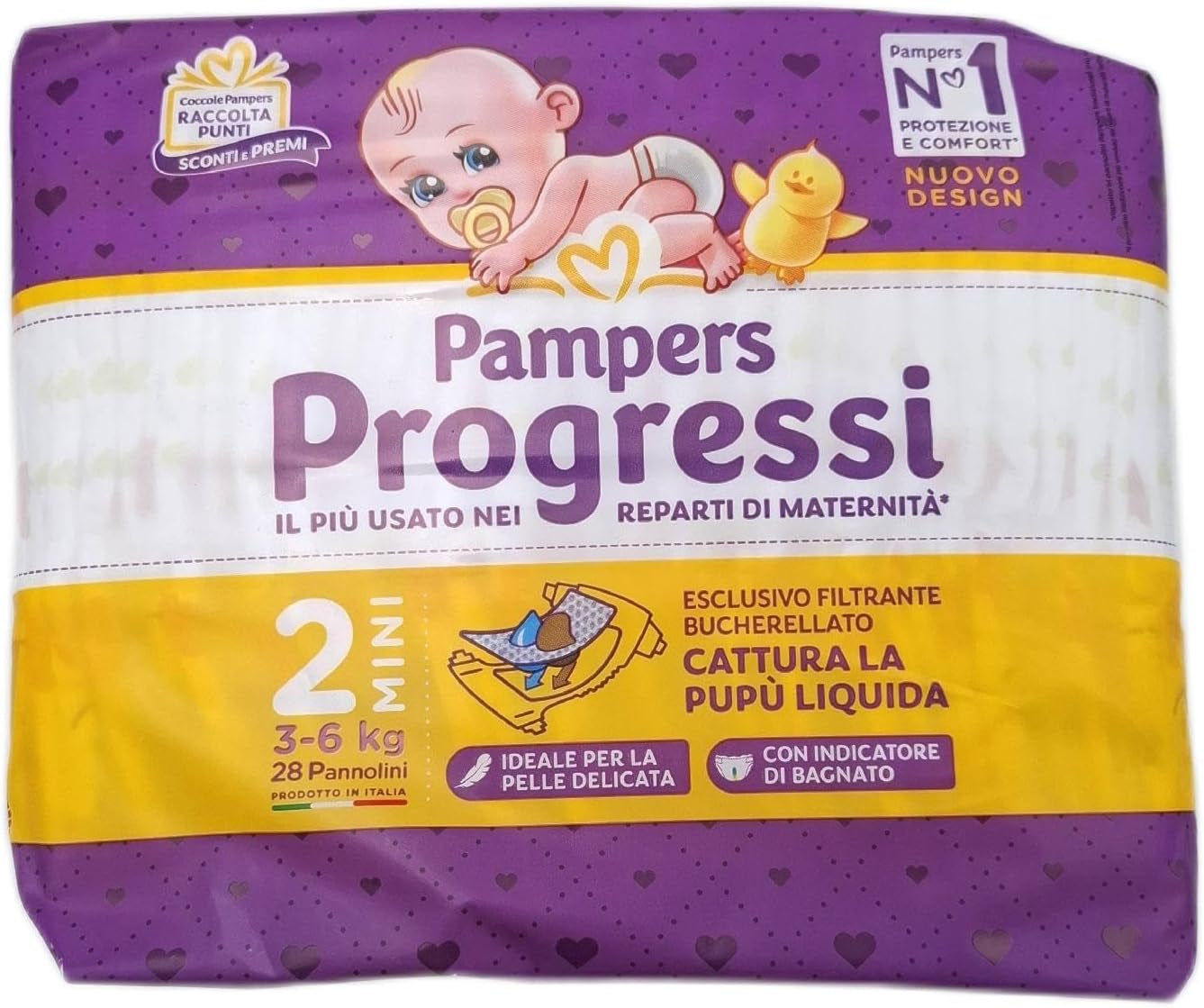 Pieluchy Pampers Progressi Maxi + 500 dodatkowych punktów przytulania, rozmiar 4 (7 – 18 kg), 126 pieluszek (rozmiar standardowy)