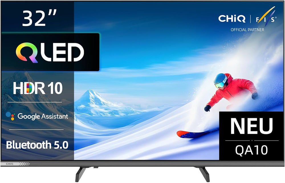 CHIQ 50QA10 Televizor inteligent QLED 4K UHD de 50 de inci cu Google, QLED Pro, DLG 120Hz, MEMC, VRR, ALLM, HDR10, Dolby Audio, 4x HDMI 2.1, gamă largă de culori, carcasă metalică fără ramă, Chromecast, Asistent Google