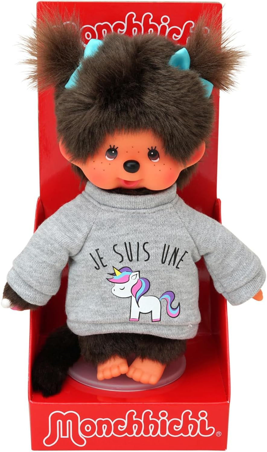 Bandai – Monchhichi Pinky Sakura Rose – Ikonisches Affenkuscheltier der 80er Jahre – Superweiches Kuscheltier 20 cm für Kinder – Spielzeug für Kinder ab 2 Jahren – 24289