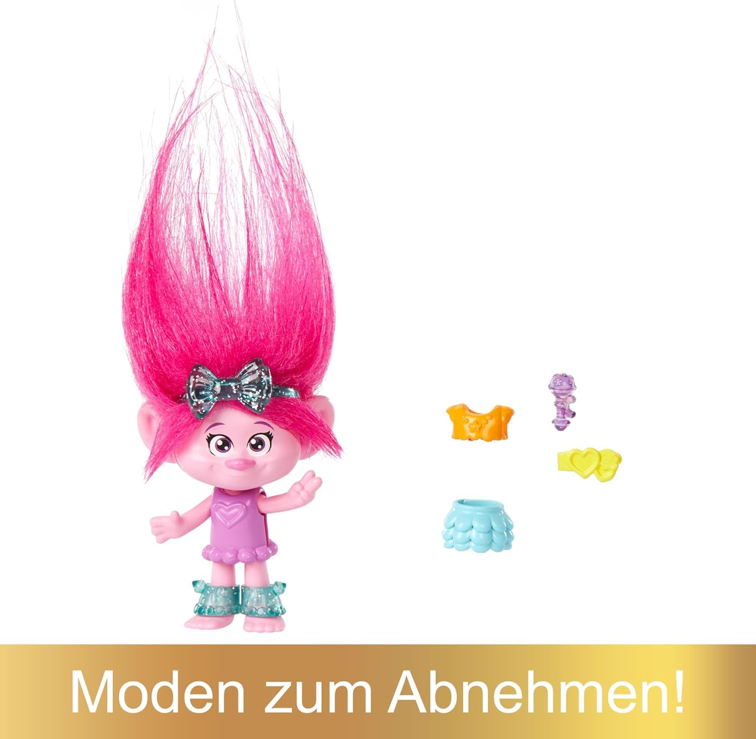 Mattel DREAMWORKS TROLLS Gemeinsam Stark – Haarige Überraschungen Poppy Königin Poppy, Viva, Branch und Guy Diamond Plüschhaar, 2 Haarige Überraschungen, Zubehör, für Kinder ab 3 Jahren, HNF10