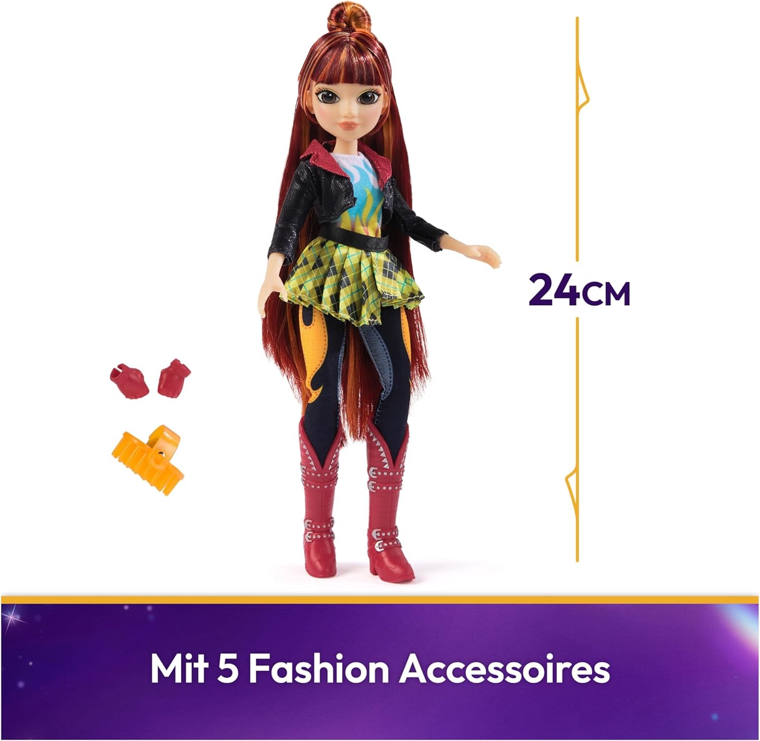 Păpușa Valentina de la Unicorn Academy - păpușa originală din popularul serial Netflix, cu o înălțime de 24 cm și 5 accesorii pentru jocuri de rol imaginative, pentru copii cu vârsta de 4 ani și peste