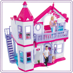 Simba 104661996 - Steffi Love Dreamhouse, duży domek do zabawy, 4 pokoje, BEZ LALEK, wysokość 84 cm, dwa poziomy, funkcjonalny dzwonek, składane domki dla lalek Naty Shop