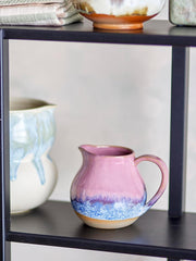 Cană de lapte din gresie Bloomingville Paula - design decorativ, perfectă pentru masa de mic dejun, cu o textură naturală, 435 ml (Roz)