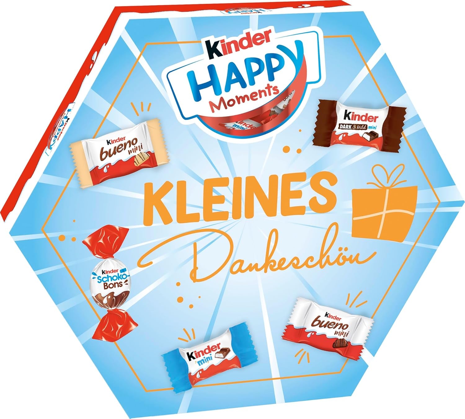 kinder Happy Moments Mini Mix - Prezent na Walentynki dla niego i dla niej - Do spotkań towarzyskich i dzielenia się z przyjaciółmi i rodziną - 161g