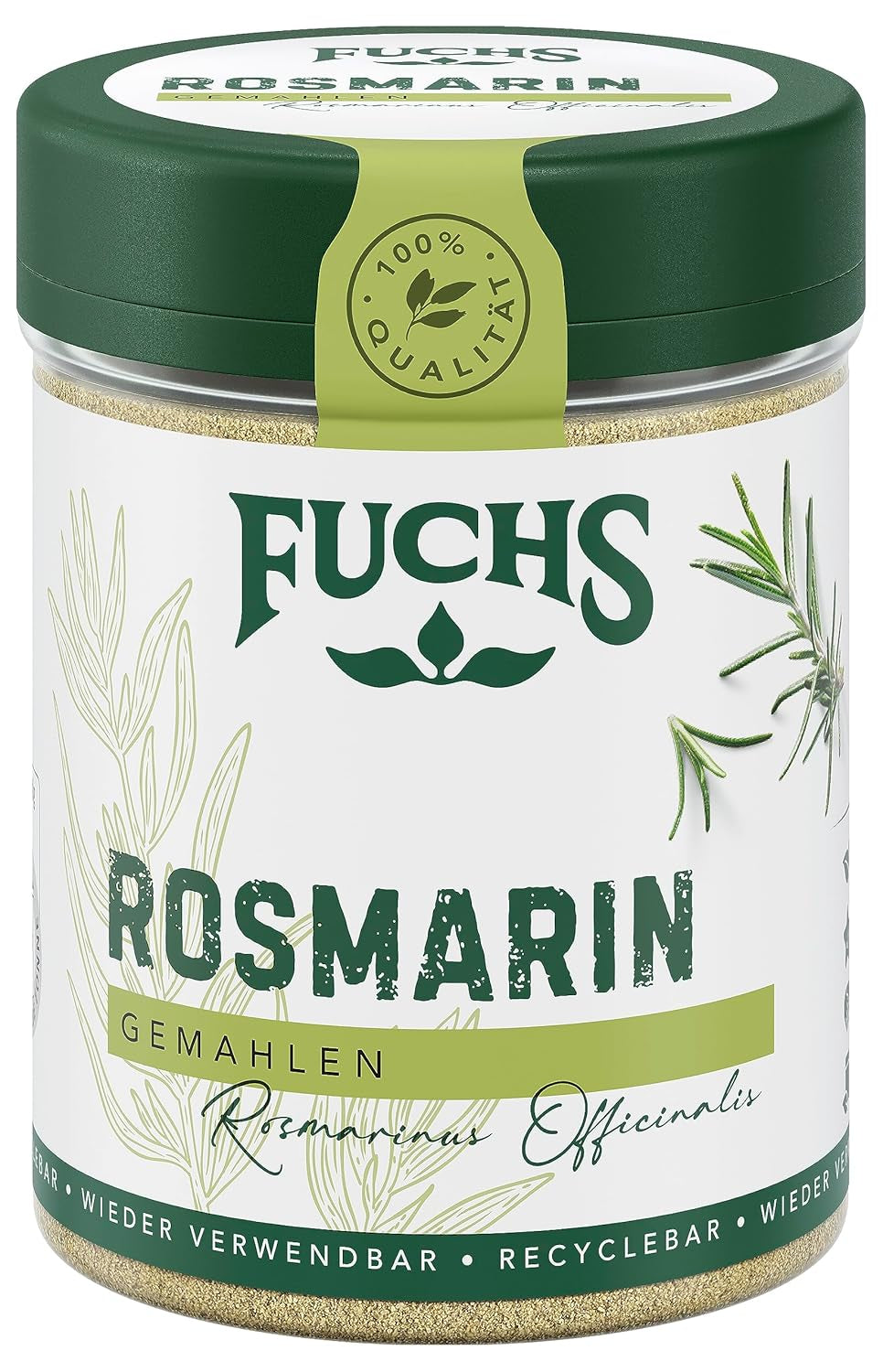 Fuchs Gewürze - Rosmarin gemahlen - zum Würzen von Fisch, Fleisch und Gemüse - naturalne składniki - 30 g w wiederverwendbarer, recyclebarer Dawka