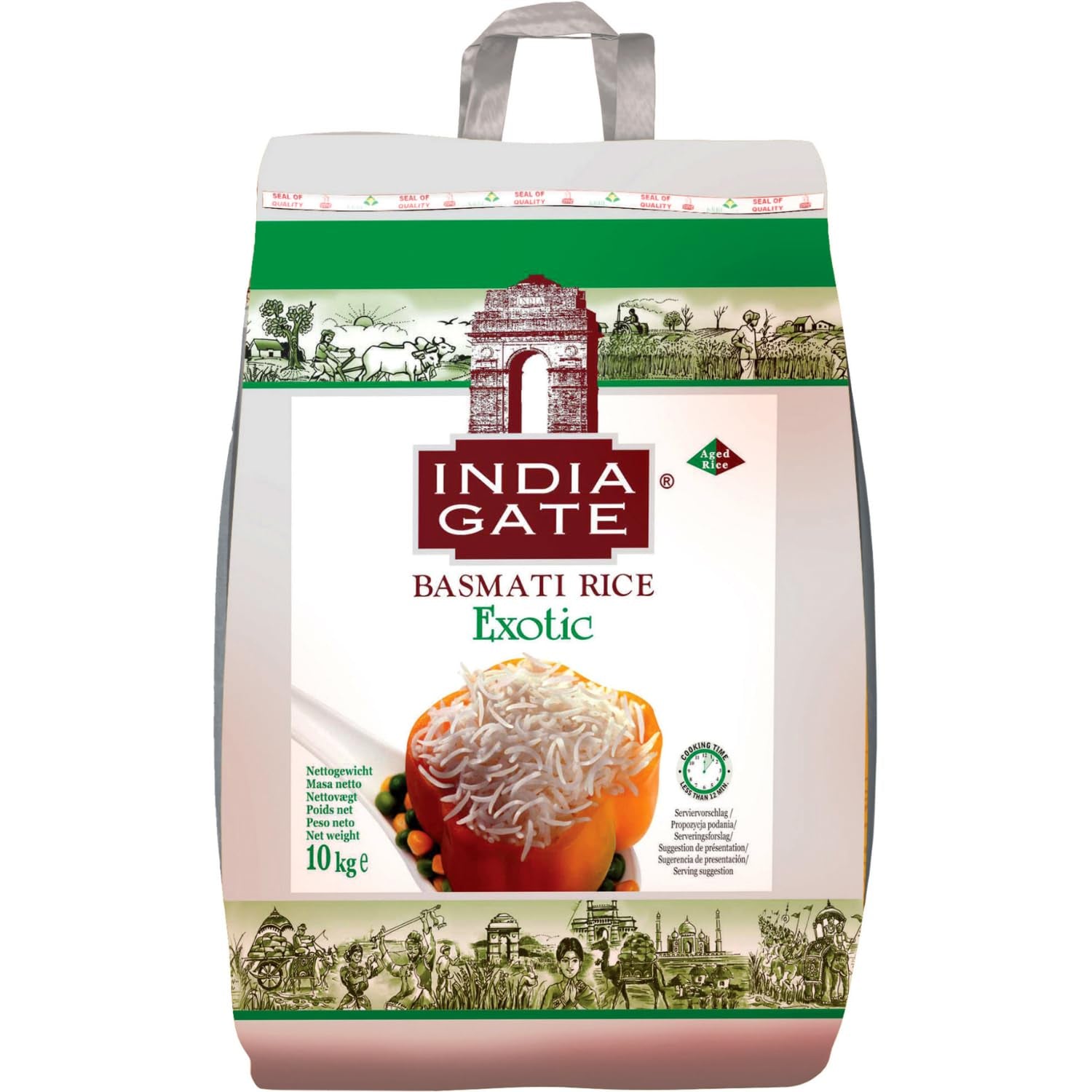 INDIA GATE Premium Basmati Rice – Długoziarnisty drobnoziarnisty, aromatyczny ryż z Indii, drobnoziarnisty długoziarnisty (1 x 5 kg)