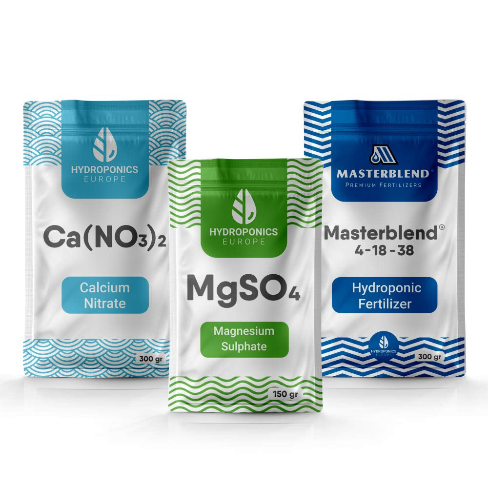 4-18-38 Kompletny zestaw nawozów hydroponicznych | Hydroponiczny system składników odżywczych | Dostawa z UE | 0,75-4,0 kg (1,5)
