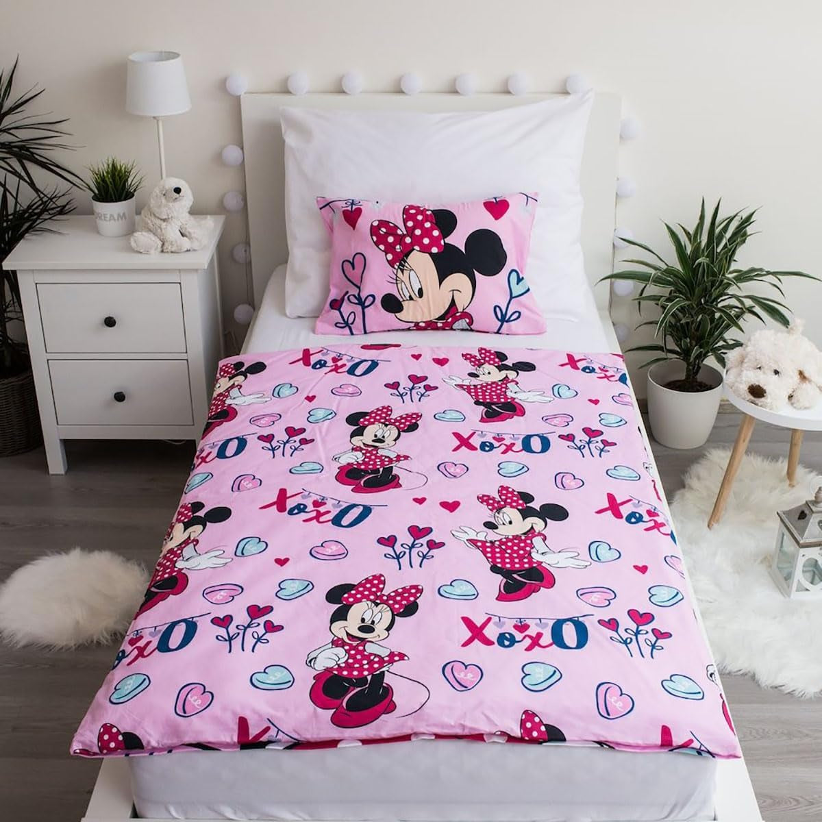 Pościel Disney, Minnie Mouse Pink Baby, 100% bawełna Pościel zapinana na zamek - Kids Naty Shop