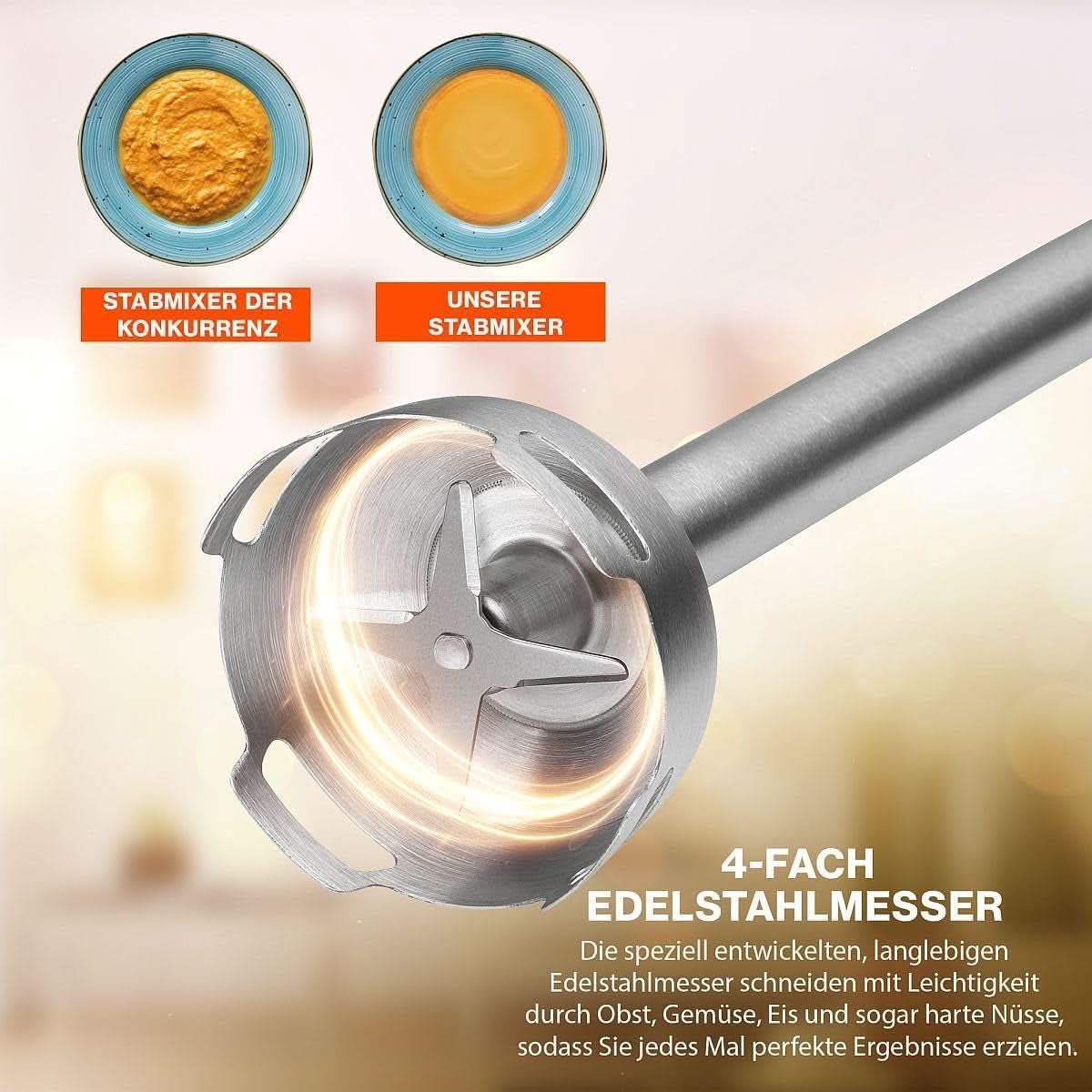 Proficook® 2In1 Mikser stojący i Schneebesen | Stabmixer 1000 Watt Für Mixen, Zerkleinern & Pürieren | Urządzenie do robienia smoothie M. Langem Mixstab | Pürierstab M. Edelstahlgehäuse & Soft Touch-Griff | PC-SMS 1220 Sklep Naty dla matki i dziecka