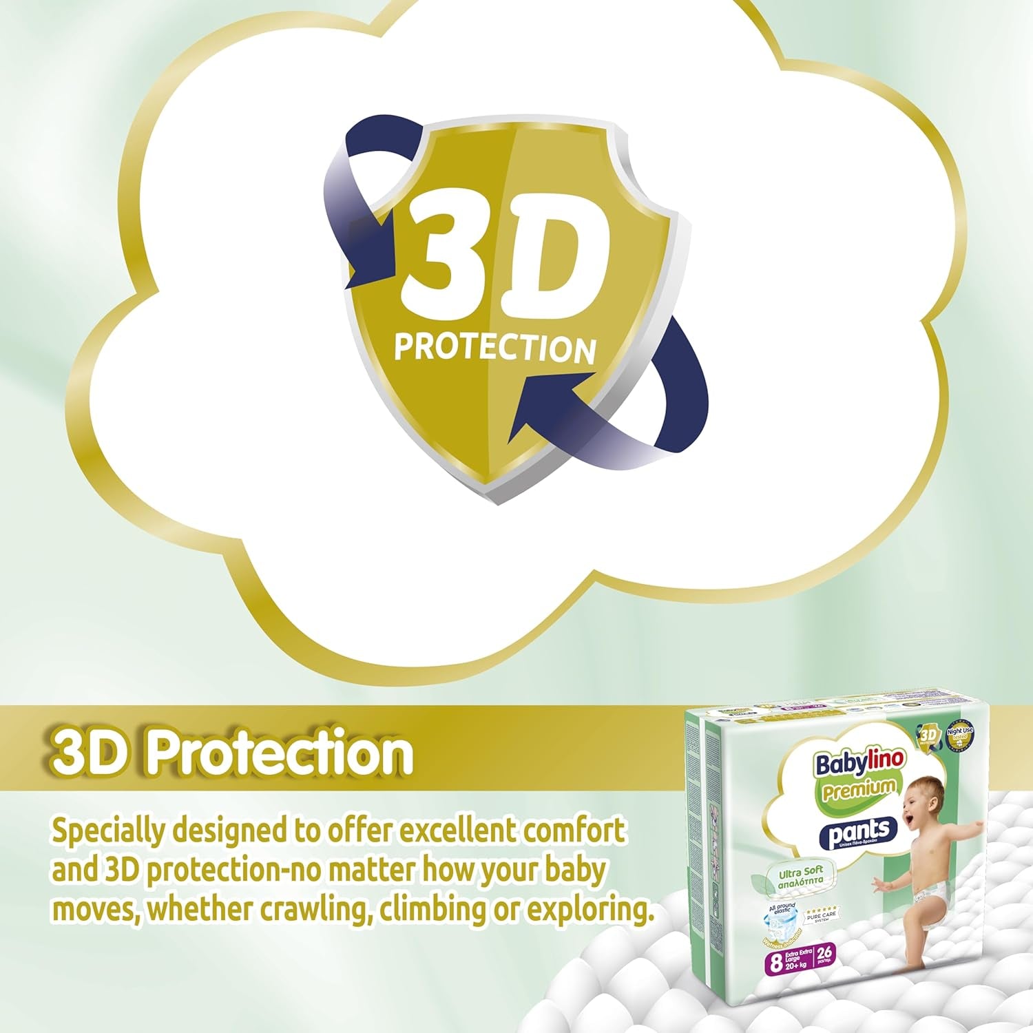 Spodnie Premium rozmiar 8 z ultramiękkim filtrem, XXL (20+ kg), 104 sztuki