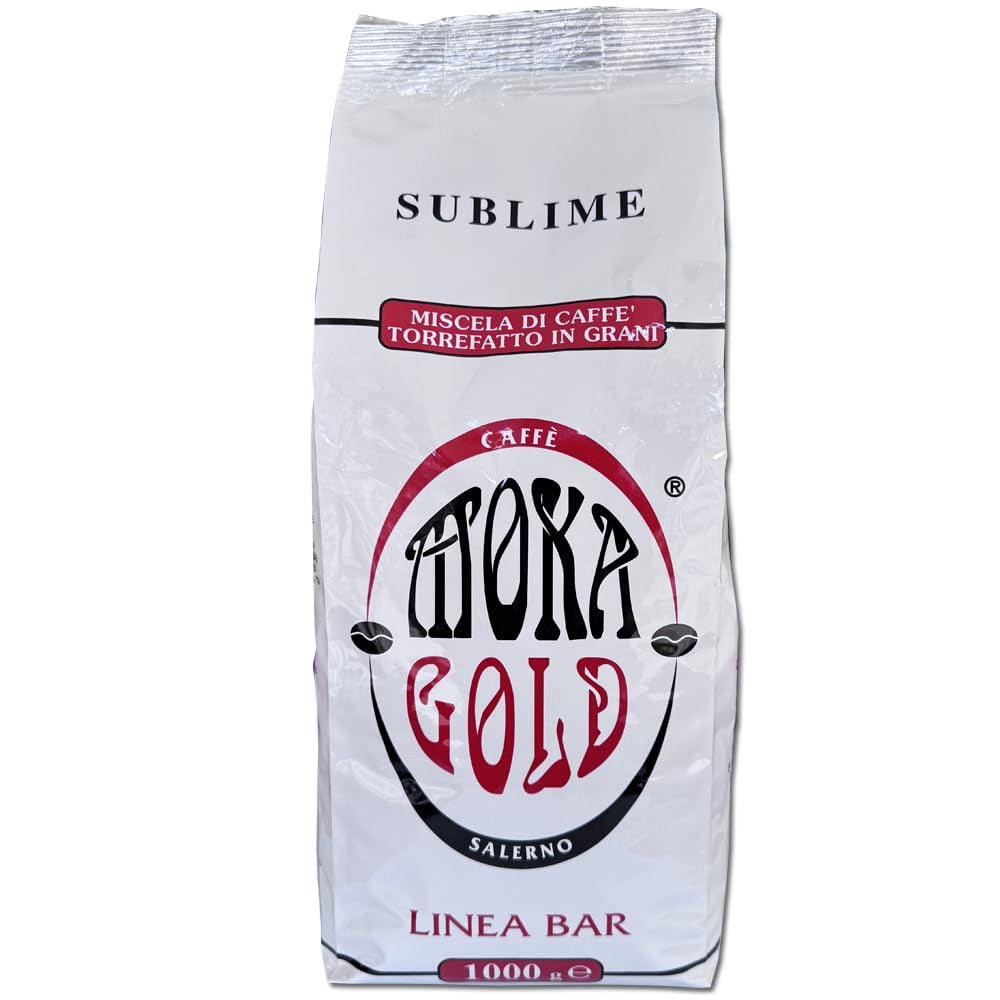 Linia Moka Gold Sublime – 5 pliculețe a câte 1 kg fiecare – Boabe de cafea cu gust rafinat – Amestec arab – Ideal pentru baruri și restaurante – Ambalat cu arome