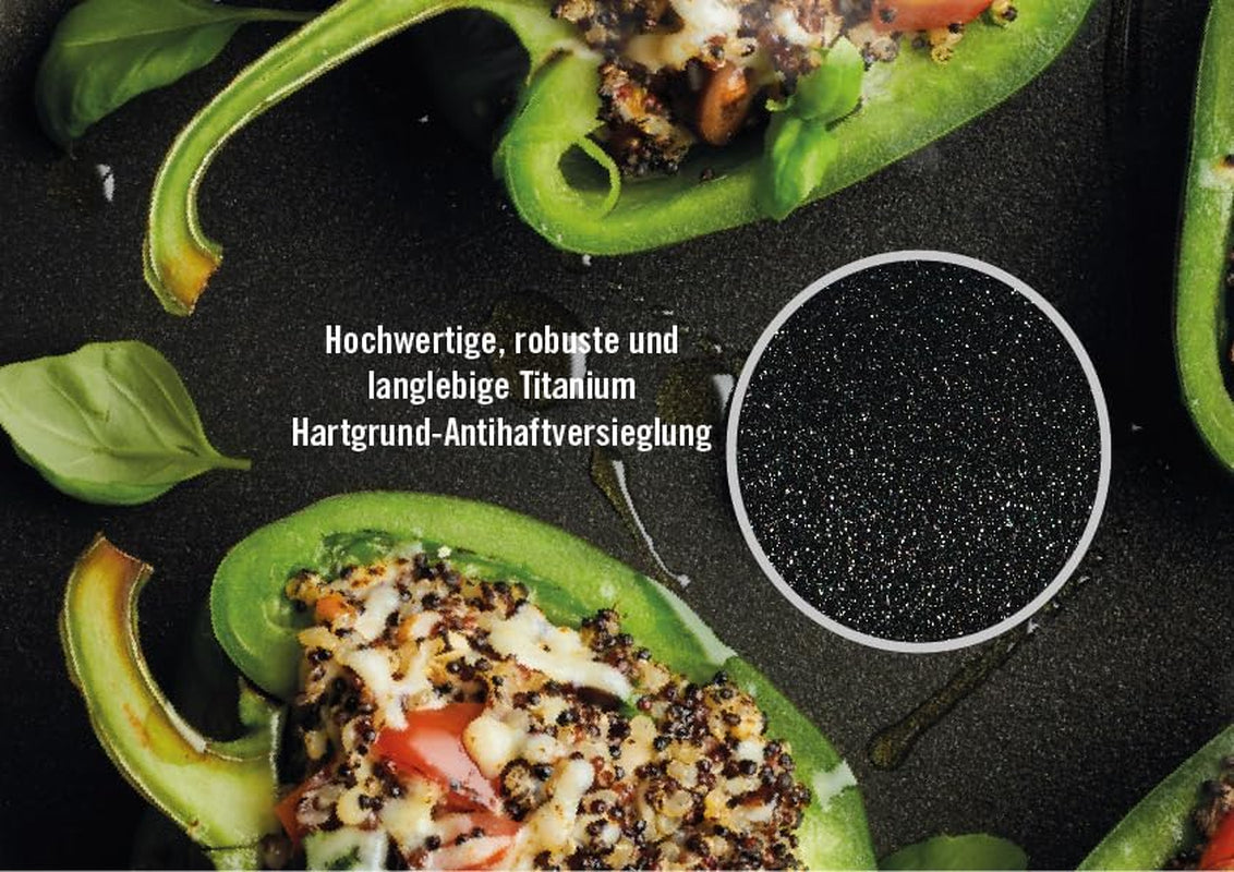 Woll Nowo Płaska patelnia tytanowa - indukcyjna, wysokość 5 cm, wyjmowany uchwyt - do wszystkich rodzajów płyt grzewczych, odlew aluminiowy, powłoka nieprzywierająca Garnki i patelnie Naty Shop