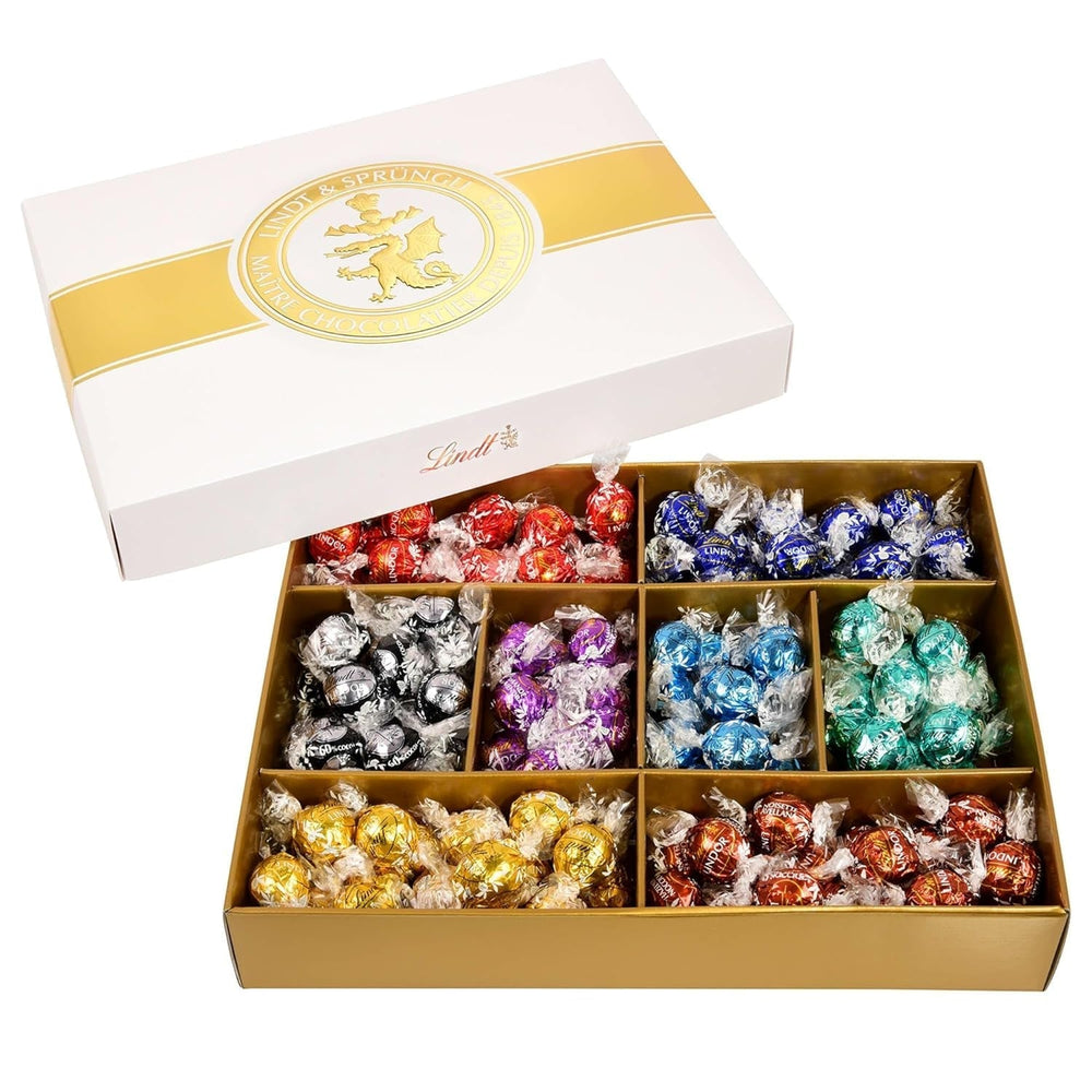 Lindt Schokolade LINDOR Und ROULETTE Mischung | 1473 G| Kugeln Mit Zartschmelzender Füllung Sowie Köstliche | 8 Sortuj | Pralinengeschenk | Schokoladengeschenk | Großpackung Chocolates Naty Shop Lindor Classic Box Single