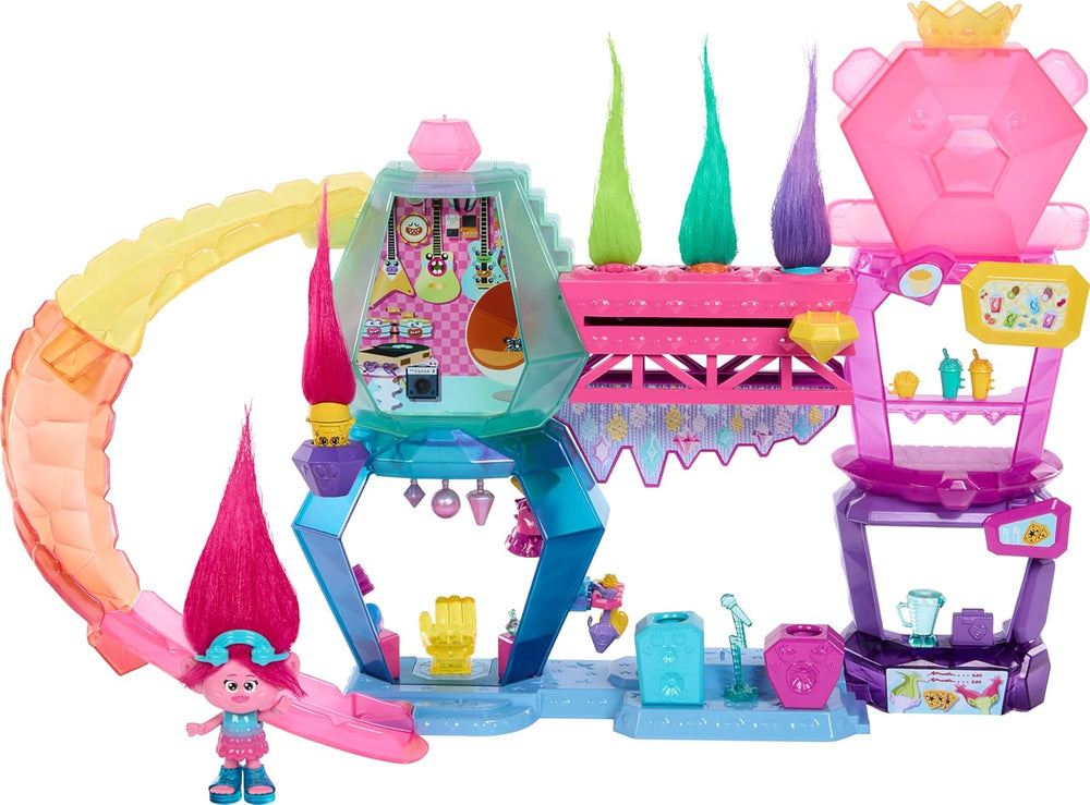 Mattel DREAMWORKS TROLLS Gemeinsam Stark – Haarige Überraschungen Poppy Königin Poppy, Viva, Branch und Guy Diamond Plüschhaar, 2 Haarige Überraschungen, Zubehör, für Kinder ab 3 Jahren, HNF10