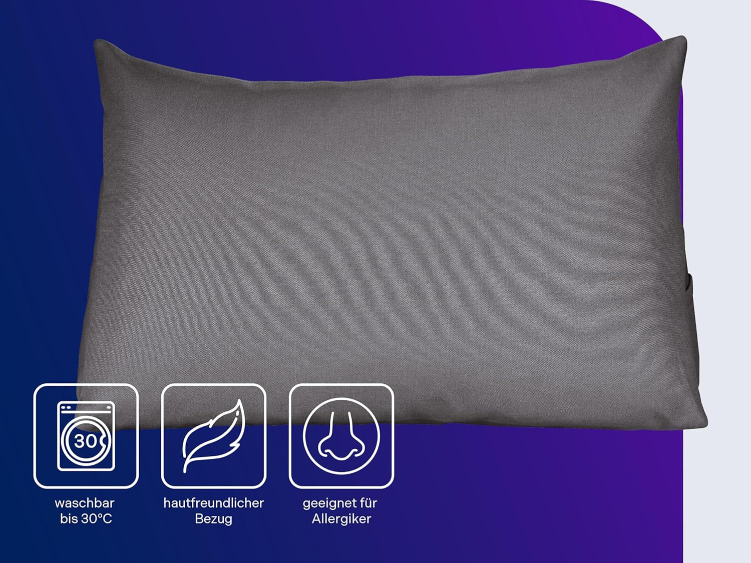 Pernă de citit Traumnacht Cozy Back Cushion, 70 x 40 cm gri închis, husă detașabilă și lavabilă din 100% poliester, buzunar lateral practic, certificată Oeko-Tex, produsă conform standardelor germane de calitate