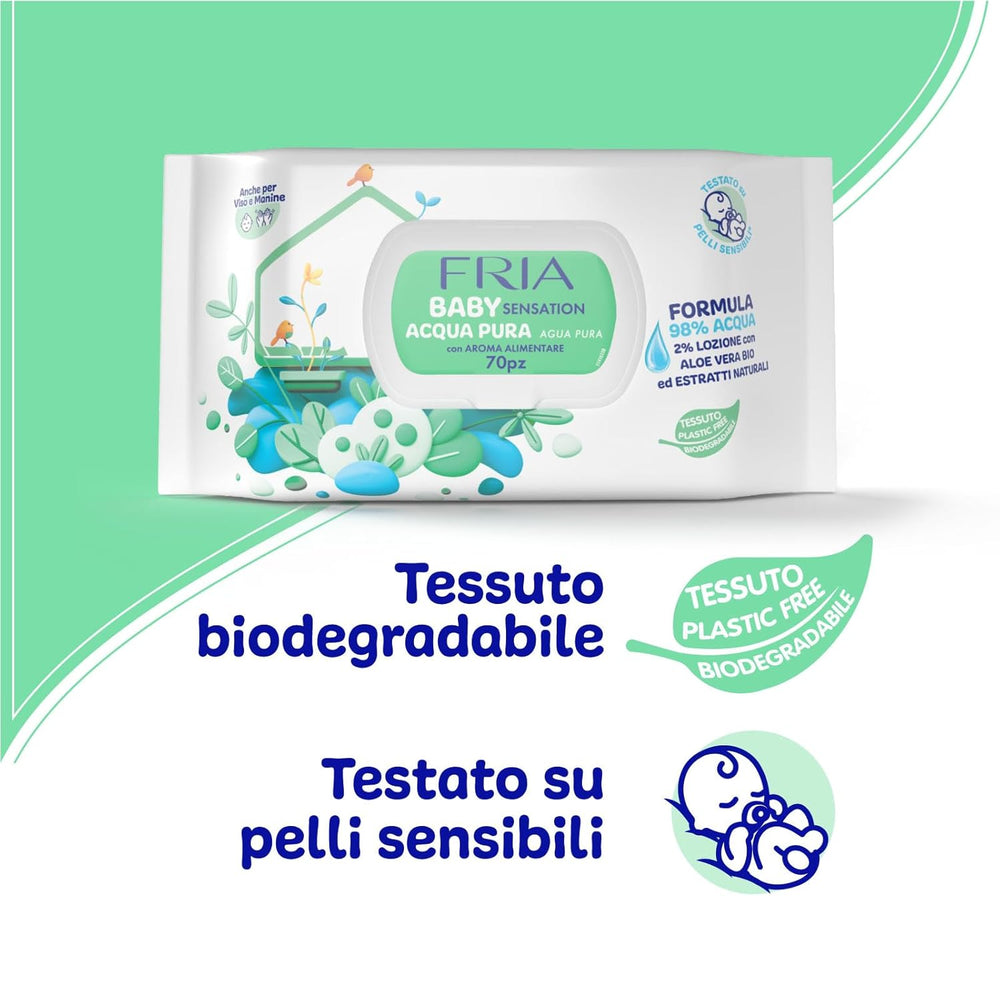 Baby Sensation Chusteczki nawilżane Pure Water, zawierające 98% wody oczyszczonej do oczyszczania skóry, testowane dermatologicznie, ekonomiczne opakowanie 840 chusteczek