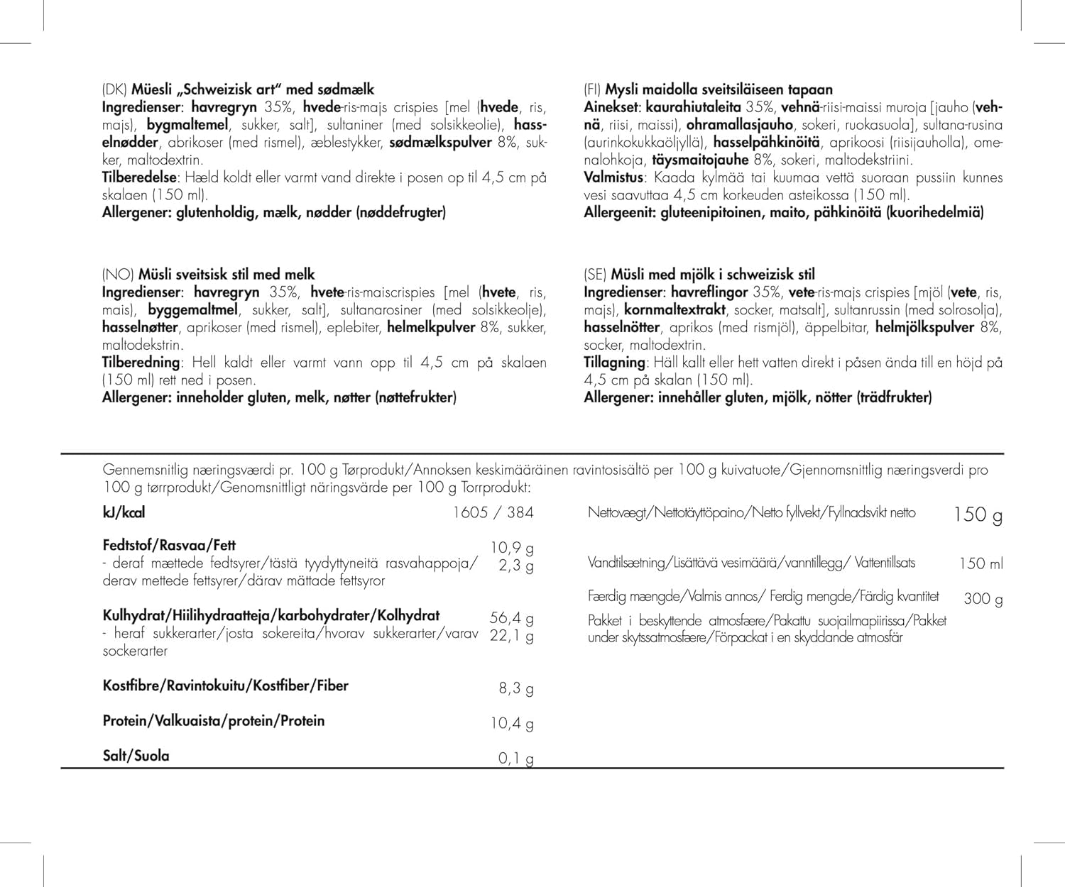 Trek'n Eat Swiss Muesli z mlekiem w proszku (2 sztuki w opakowaniu)