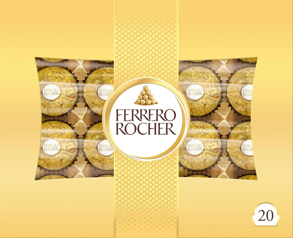 Ferrero Rocher - Chrupiące i kremowe praliny specjalne z orzechów laskowych - Prezent na Walentynki dla niego i dla niej - 16 opakowań po 4 pojedyncze praliny