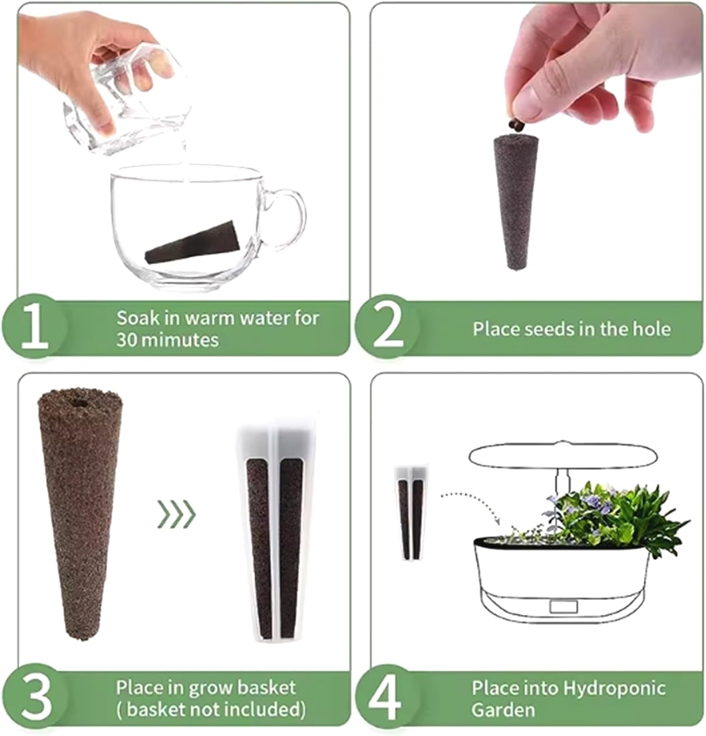 50 wymiennych gąbek do uprawy, probówki do zakładania nasion, zatyczki do gąbek do uprawy korzeni, zestawy do uprawy hydroponicznej do systemów uprawy hydroponicznej, hydroponika wewnętrzna, ogród