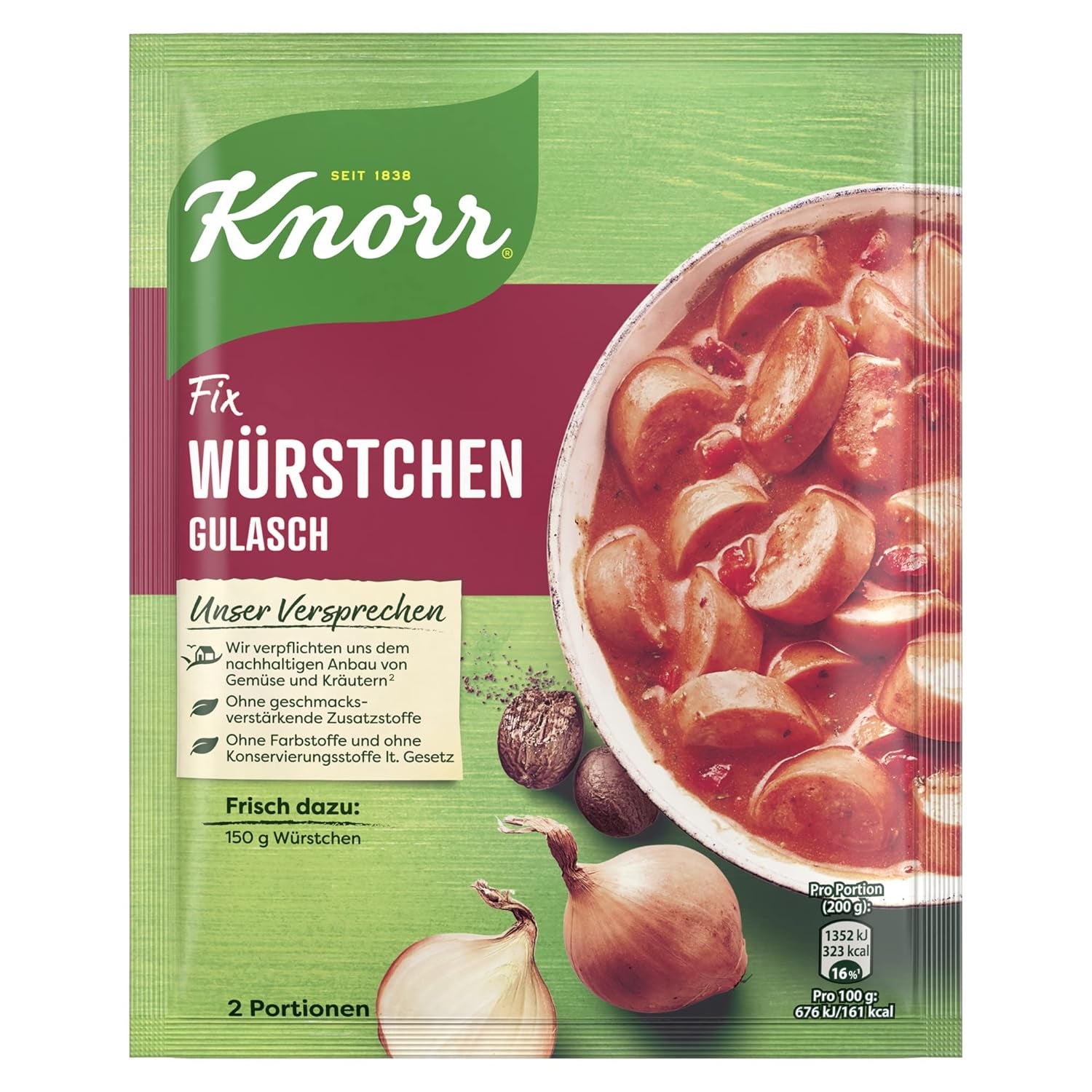 Knorr Fix Würzmischung Paprika-Gulasch für eine leckeres Fleischgericht mit natürliche Składnik 4 Porcje