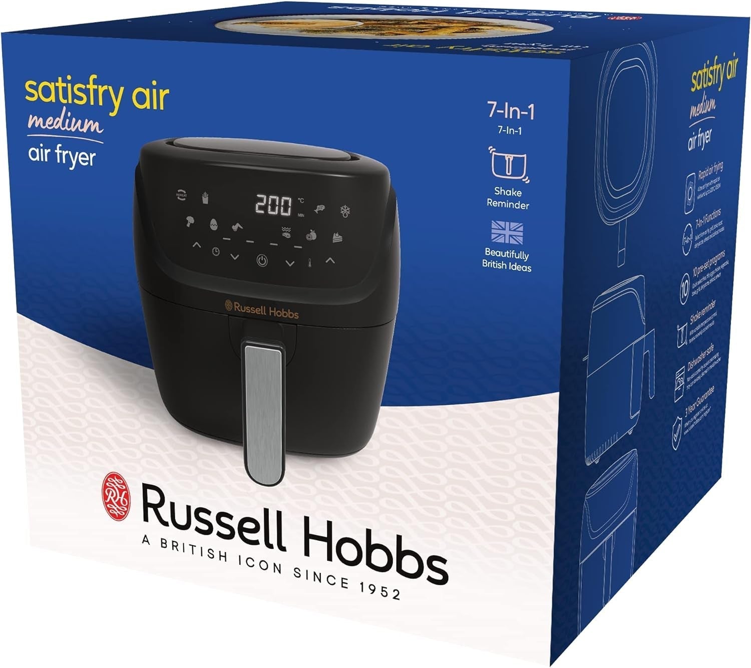 Russell Hobbs Air Fryer L 4L Rapid Airfryer, 7 funkcji gotowania, 10 programów Sprzęt AGD Naty Shop