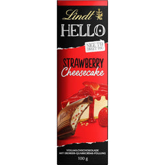 Lindt HELLO Truskawkowy Sernik Czekoladowy | Batonik 100g | Czekolada mleczna z nadzieniem kremowym z twarogu truskawkowego | Tabliczka czekolady | Czekoladowy prezent