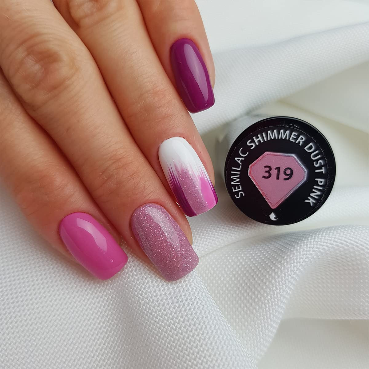 Lakier UV do paznokci Semilac Hybrid 319 Shimmer Dust Pink 7ml