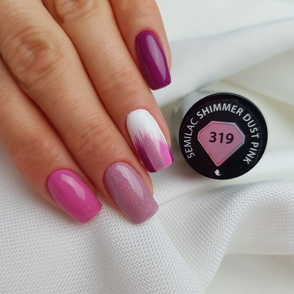 Lakier UV do paznokci Semilac Hybrid 319 Shimmer Dust Pink 7ml