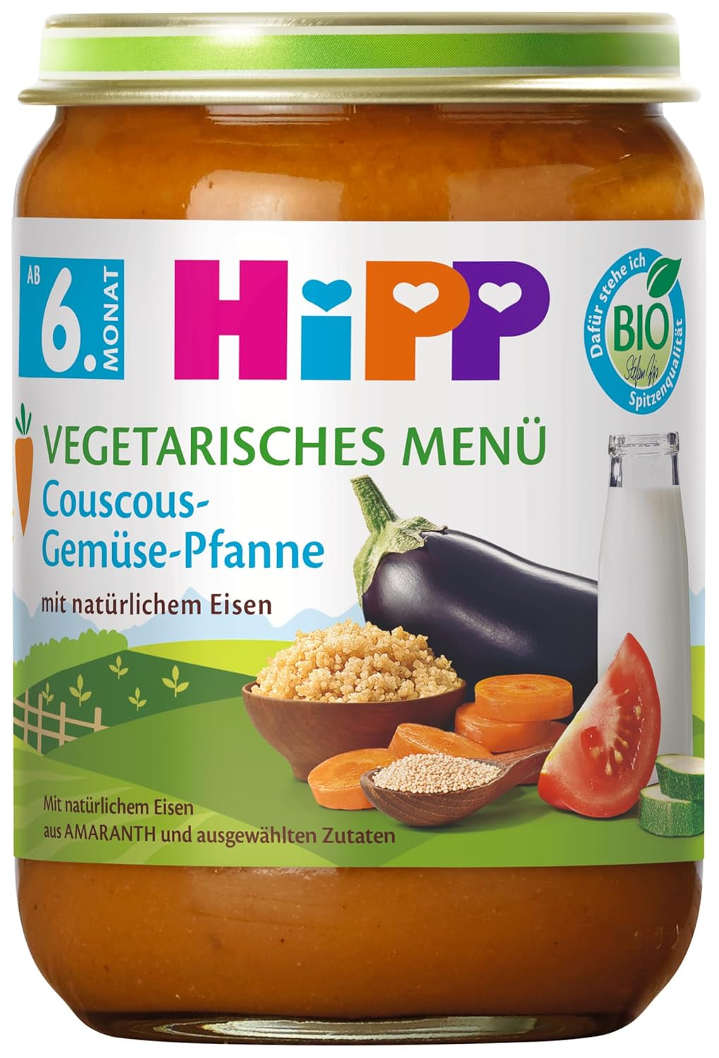 HiPP Organiczne posiłki z 6-miesięcznego kuskusu i smażonych warzyw, opakowanie 6 sztuk