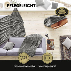 Gözze - Wygodny koc Premium Cashmere-Feeling, 500 G/M², 180 x 220 cm - musztardowy Łóżka i koce Besuche den GÃ¶zze-Store